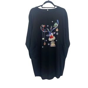 Christmas Reindeer & Snowman Novelty Long Sleeve Dresses 2pk  Size 1XL